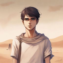 A high-resolution digital art illustration for Chapter 1, 'The Sands of Destiny', is presented