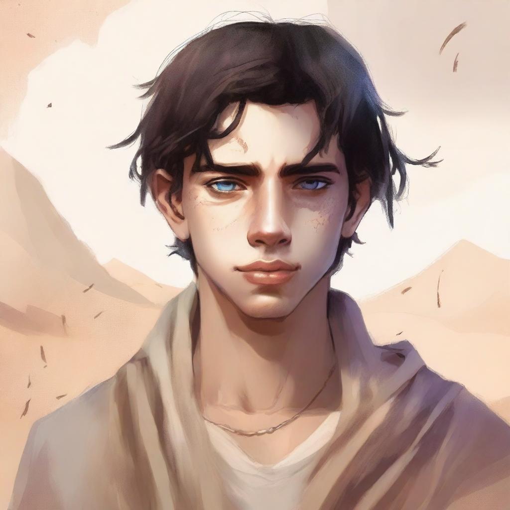 This is a high-quality digital art illustration for Chapter 1, 'The Sands of Destiny'