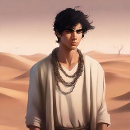 This is a powerful digital art illustration for Chapter 1, 'The Sands of Destiny'