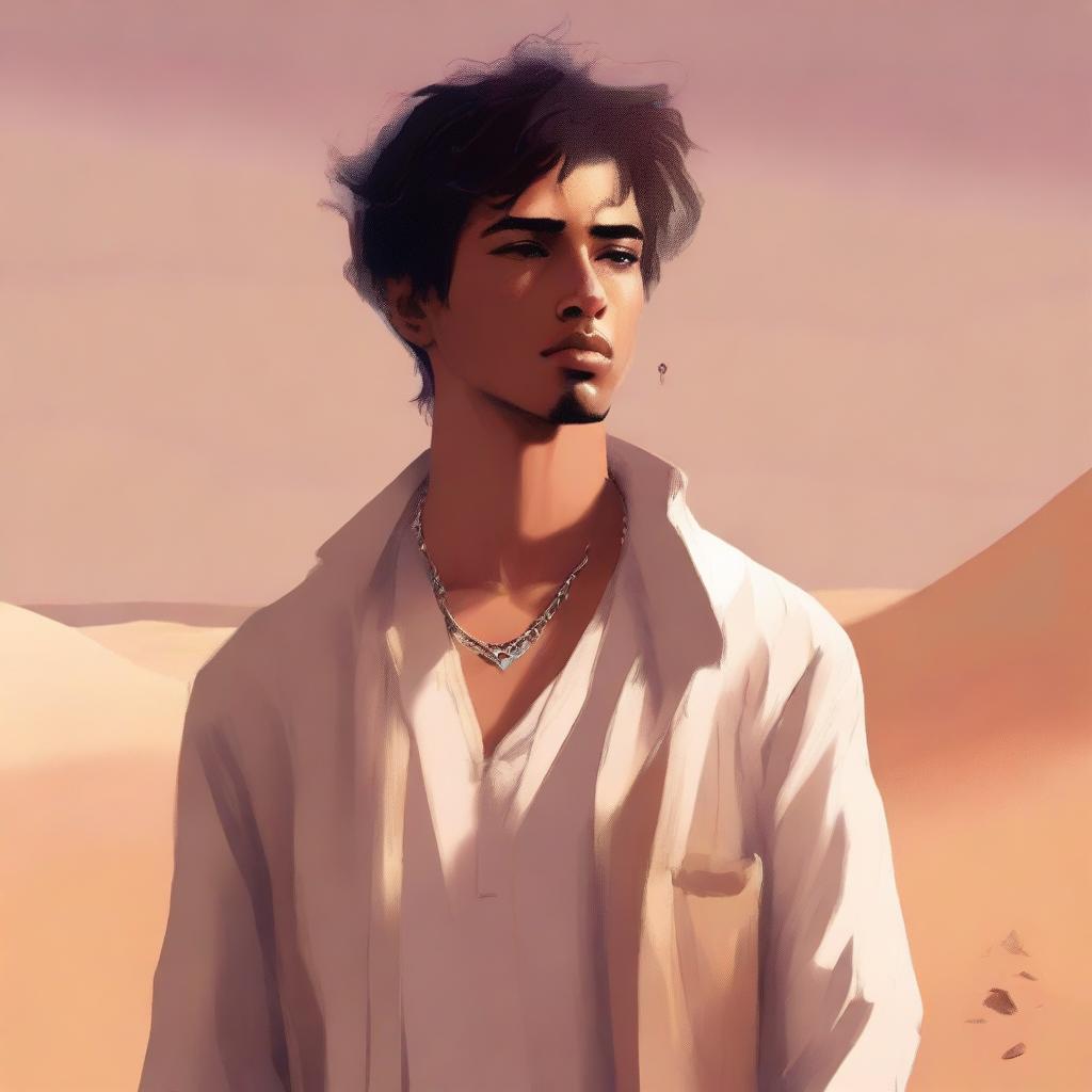 This is a high-quality digital art illustration for Chapter 1, 'The Sands of Destiny', of the book