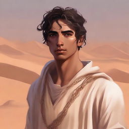 This is a high-quality digital art illustration for Chapter 1, 'The Sands of Destiny', of the book