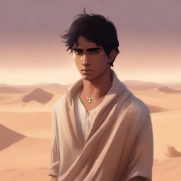 This is a high-quality digital art illustration for Chapter 1, 'The Sands of Destiny', of the book