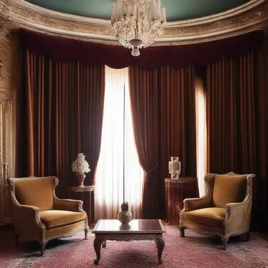 The interior decorator meticulously undraped the luxurious velvet curtains, accentuating the grandeur of the room.