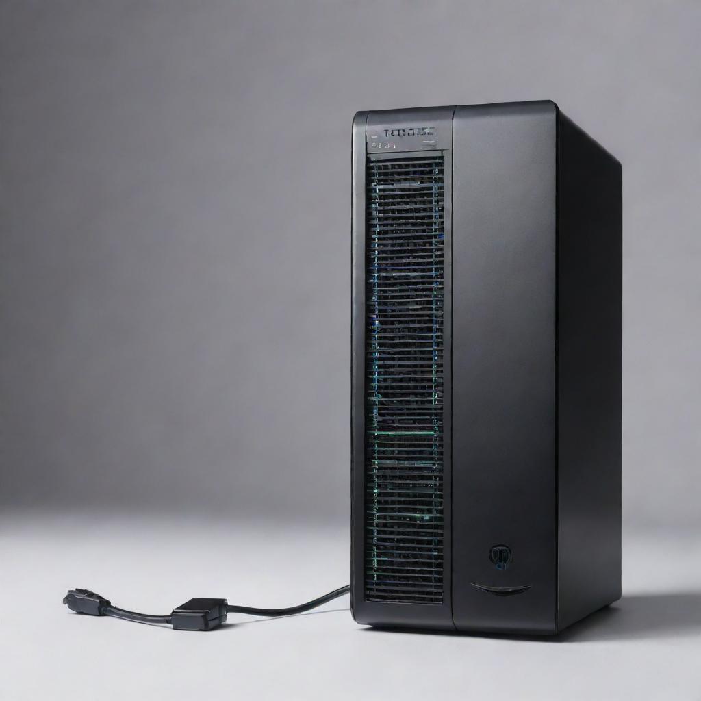 An Amazon virtual assistant PPC computer, enhanced with a high-speed gigabit fiber optic connection, showcasing its modern and sleek design.