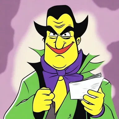 The villain in the cartoon had a jaundice towards the world, always plotting wicked plans.