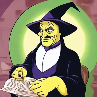The villain in the cartoon had a jaundice towards the world, always plotting wicked plans.