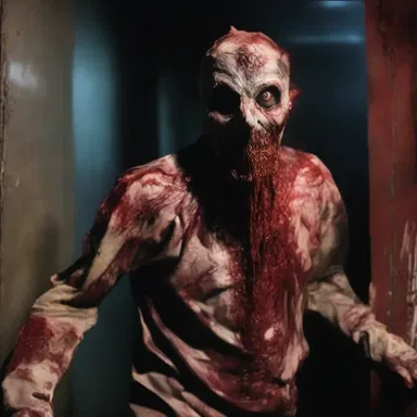 The haunted house attraction featured terrifying creatures with monstrous getups, including grotesque masks and bloodied costumes.