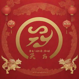 A 'Selamat Tahun Baru Imlek' poster set against a rich red backdrop, featuring the Mandarin phrase 'Gong Xi Fa Chai'. The design should be festive and evocative of Lunar New Year celebrations.