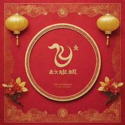 A 'Selamat Tahun Baru Imlek' poster set against a rich red backdrop, featuring the Mandarin phrase 'Gong Xi Fa Chai'. The design should be festive and evocative of Lunar New Year celebrations.