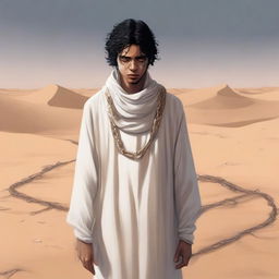 This is a high-quality digital art illustration for Chapter 1, 'The Sands of Destiny', from 'Harmonizing: The Highs And Lows'