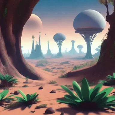 The protagonist discovered an alien planet with strange and exotic plants that furcated in peculiar patterns.