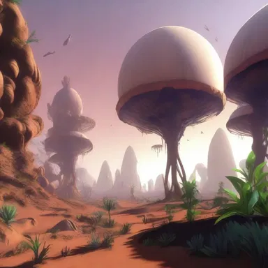 The protagonist discovered an alien planet with strange and exotic plants that furcated in peculiar patterns.