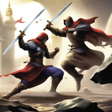 In the climactic battle scene, the hero dodged the enemy's sword strikes, causing them to furcate and miss their mark.