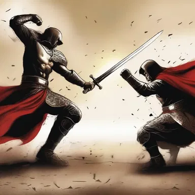 In the climactic battle scene, the hero dodged the enemy's sword strikes, causing them to furcate and miss their mark.