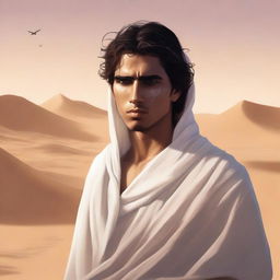 A high-quality digital art piece illustrates Chapter 1, 'The Sands of Destiny'