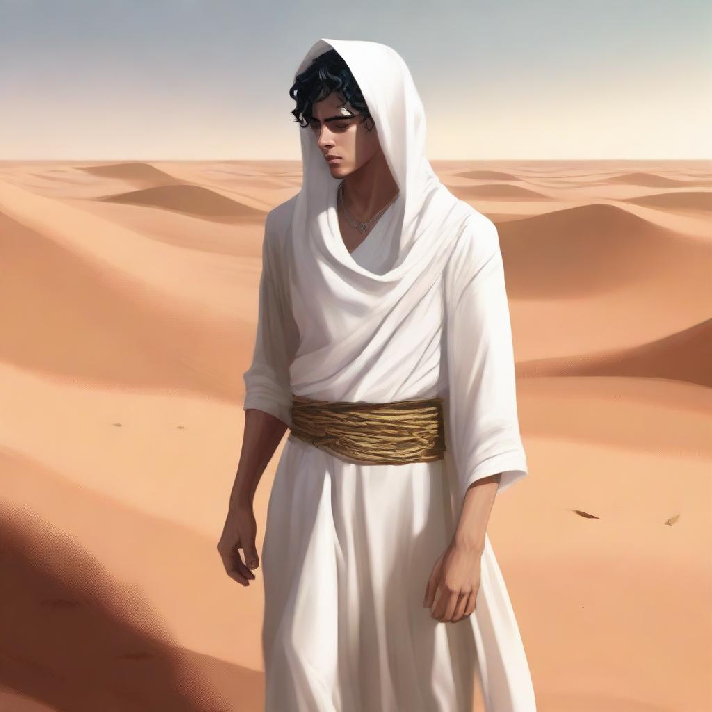 This high-quality digital art illustration for Chapter 1, 'The Sands of Destiny,' vividly portrays the protagonist's emotional awakening