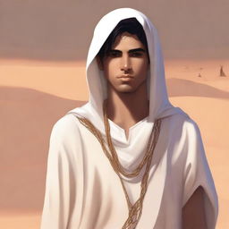 This is a high-quality digital art illustration for Chapter 1, 'The Sands of Destiny'