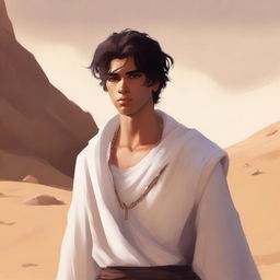This is a high-quality digital art illustration for Chapter 1, 'The Sands of Destiny'