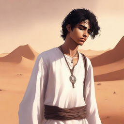 This is a high-quality digital art illustration of Chapter 1, 'The Sands of Destiny'