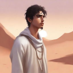 This is a high-quality digital art illustration for Chapter 1, 'The Sands of Destiny'