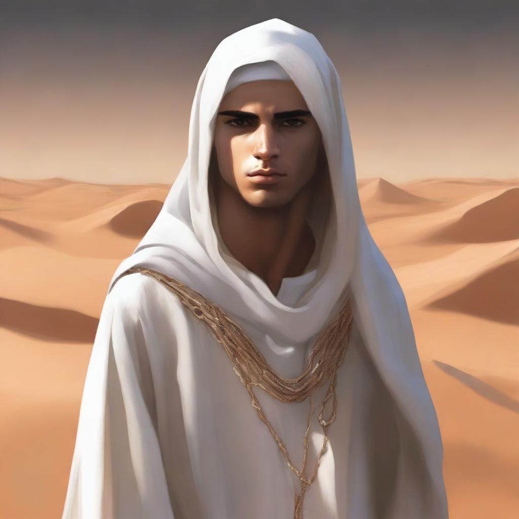 A high-quality digital art piece illustrates Chapter 1, 'The Sands of Destiny'