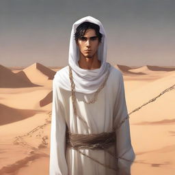 A high-quality digital art piece illustrates Chapter 1, 'The Sands of Destiny'