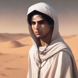 A high-quality digital art piece illustrates Chapter 1, 'The Sands of Destiny'