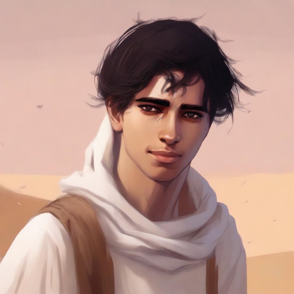This is a high-quality digital art illustration for Chapter 1, 'The Sands of Destiny'