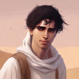 This is a high-quality digital art illustration for Chapter 1, 'The Sands of Destiny'