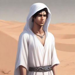 This is a high-quality digital art illustration for Chapter 1, 'The Sands of Destiny'