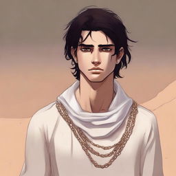 This is a high-quality digital art illustration for Chapter 1, 'The Sands of Destiny'