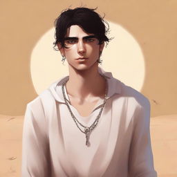 This is a high-quality digital art illustration for Chapter 1, 'The Sands of Destiny'
