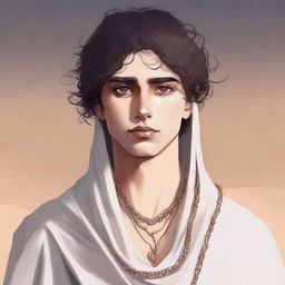 This is a high-quality digital art illustration for Chapter 1, 'The Sands of Destiny'