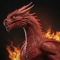 Generate an image of beautiful and powerful red dragons, with flaming scales, majestic wings, and fierce eyes.