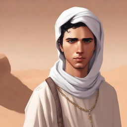 This is a high-quality digital art illustration for Chapter 1, 'The Sands of Destiny'