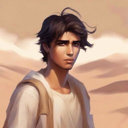 This is a highly detailed digital art illustration for Chapter 1, 'The Sands of Destiny'