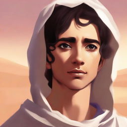 This is a high-quality digital art illustration for Chapter 1, 'The Sands of Destiny'