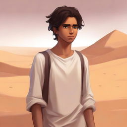 This is a high-quality digital art illustration for Chapter 1, 'The Sands of Destiny'