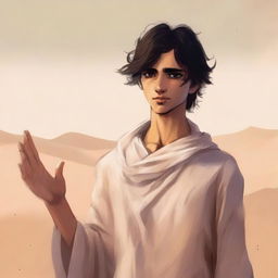 This is a high-quality digital art illustration for Chapter 1, 'The Sands of Destiny'