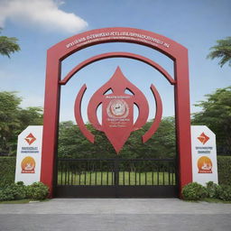 A 3D design of an entrance gate featuring the logo of the Indonesia Development Forum 2023