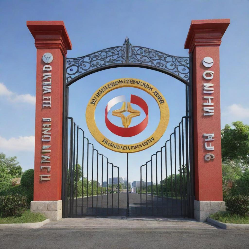 A 3D design of an entrance gate featuring the logo of the Indonesia Development Forum 2023