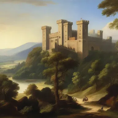 The painting depicted the majestic landscapes of the dukedom, showcasing the beauty and grandeur of the domain.