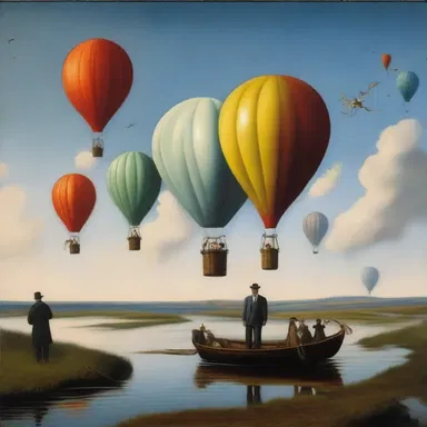 The painting depicted a surreal scene of reflation, symbolizing the economic recovery and optimism following a prolonged deflationary period.