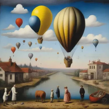 The painting depicted a surreal scene of reflation, symbolizing the economic recovery and optimism following a prolonged deflationary period.