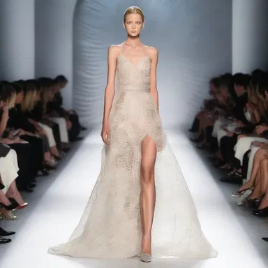 The designer showcased a stunning axile dress on the runway, with a spiral pattern radiating from the center.