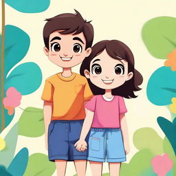 This high-quality digital art image depicts a boy and a girl