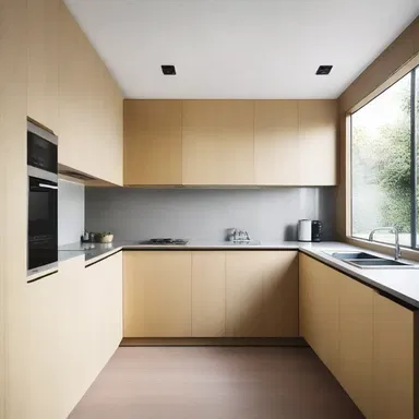 The architect designed a modern and spacious kitchen with cabinets that could hold several litres of storage.