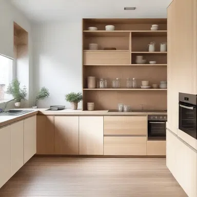 The architect designed a modern and spacious kitchen with cabinets that could hold several litres of storage.