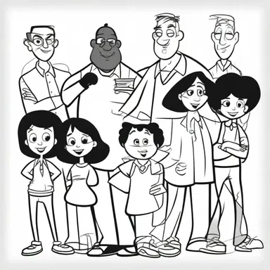 The cartoon characters on the show were all drawn in a generically simple and recognizable style.