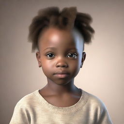 This image is a high-definition, hyper-realistic 3D render of an African-American child
